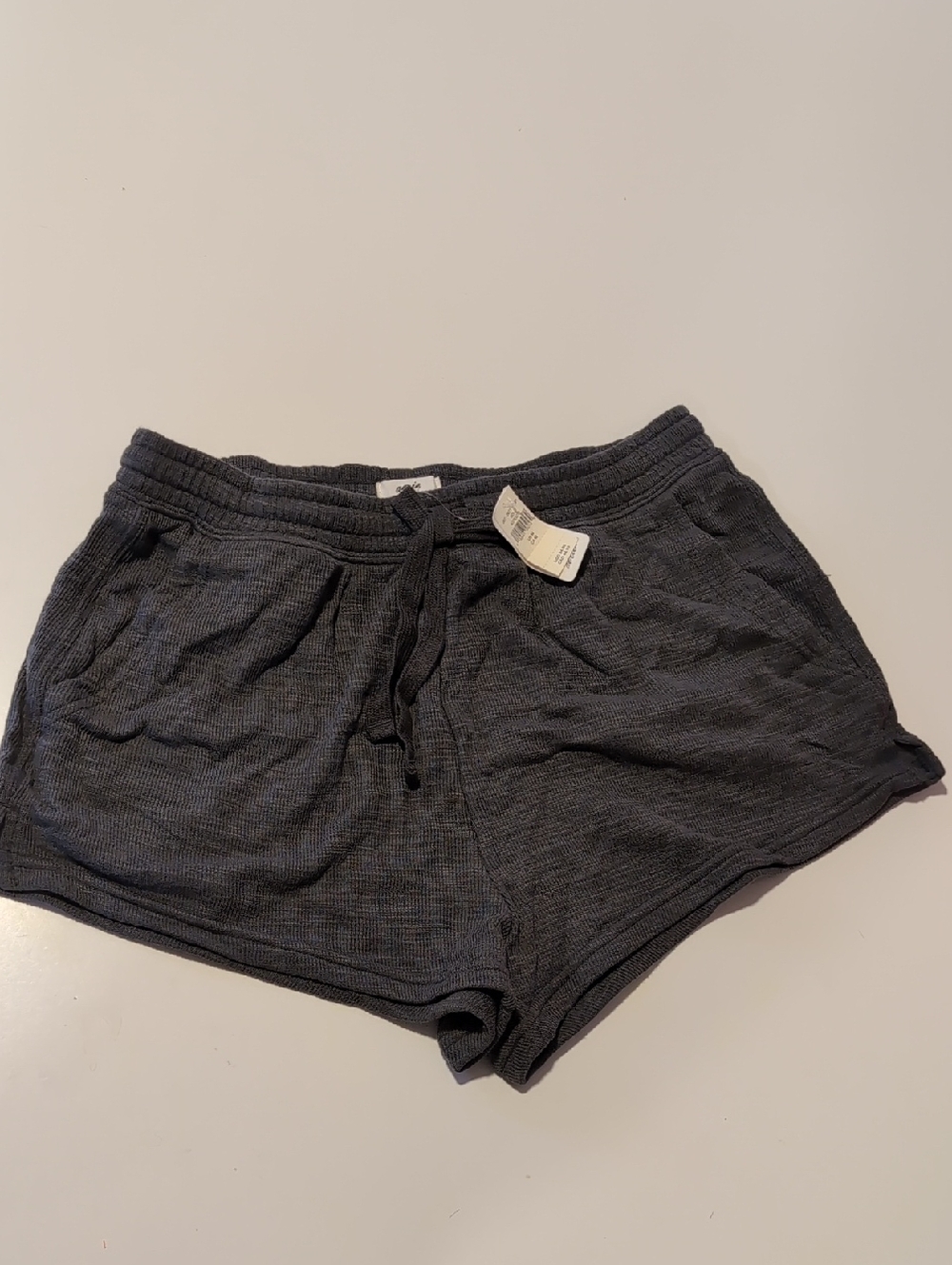 aerie Charcoal Knit Drawstring Lounge Shorts With Pockets